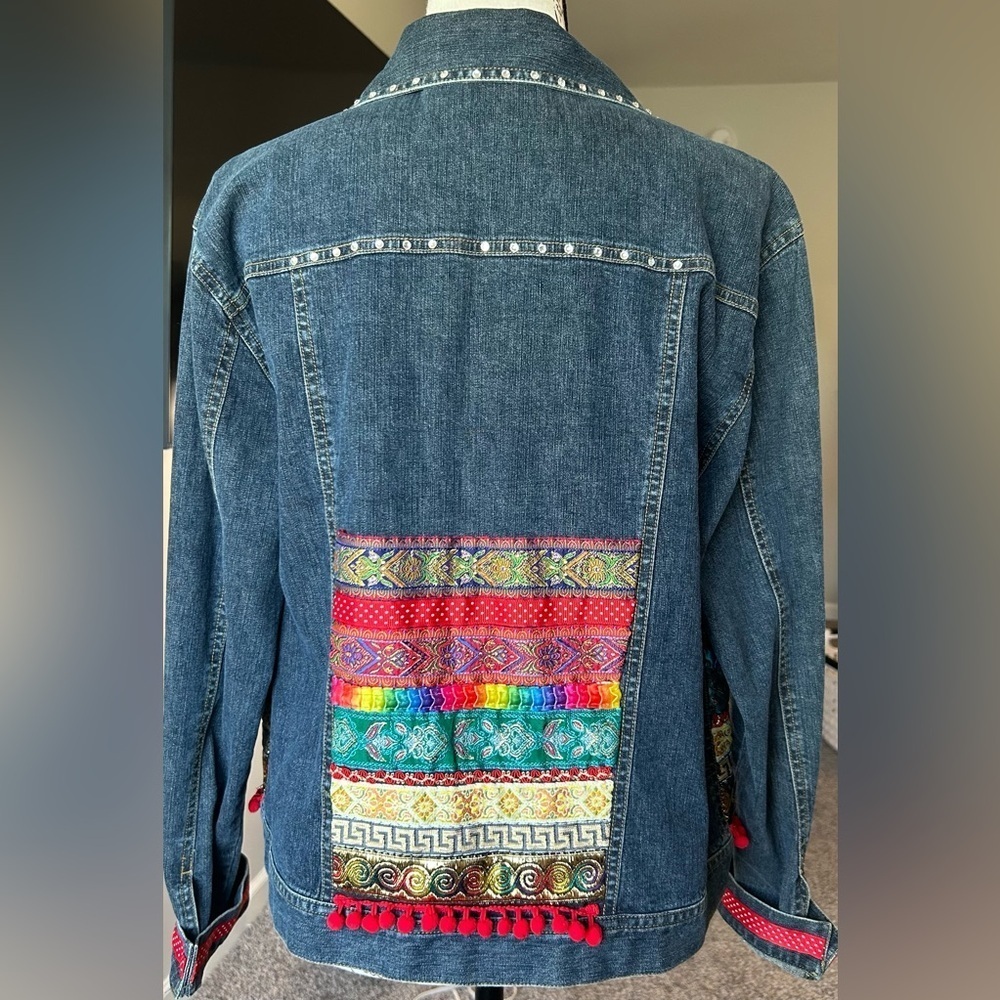 Telluride Clothing mix media wearable Art denim jacket - Picture 10 of 15